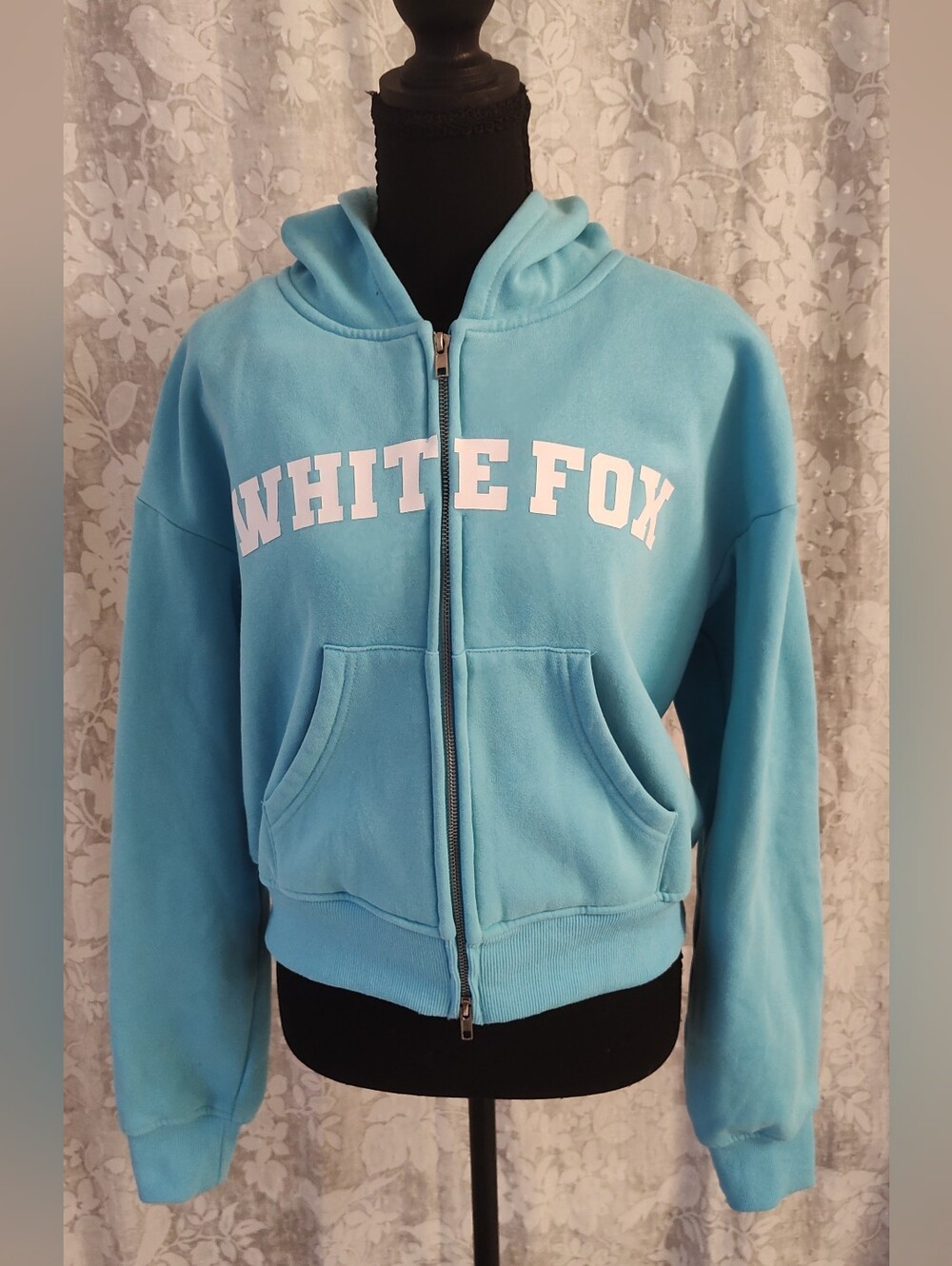 White Fox Zip Front Hoodie XS/S